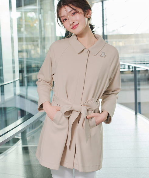 ステンカラーフレアミドルコート