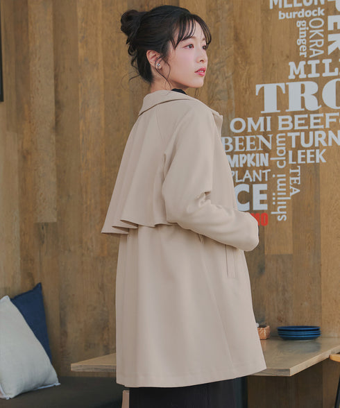 ステンカラーフレアミドルコート