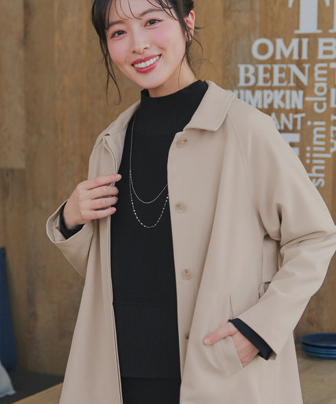 ステンカラーフレアミドルコート