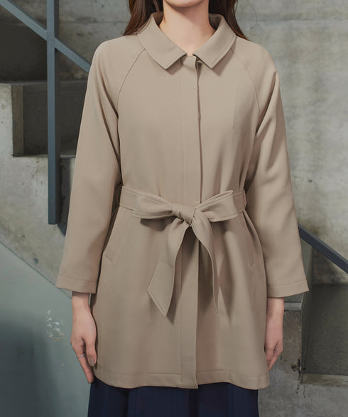 ステンカラーフレアミドルコート