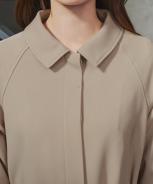 ステンカラーフレアミドルコート