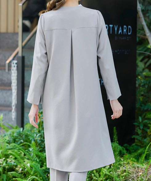 ダブルストレッチ│ノーカラーAラインコート