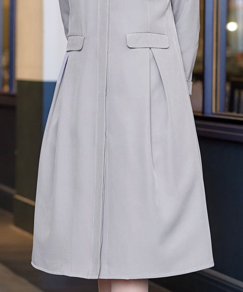 ダブルストレッチ│ノーカラーAラインコート
