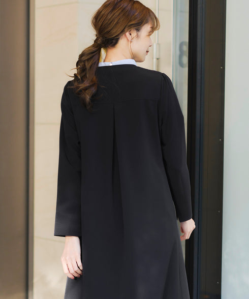 ダブルストレッチ│ノーカラーAラインコート