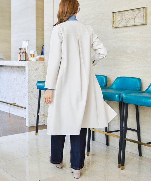 ダブルストレッチ│ノーカラーAラインコート