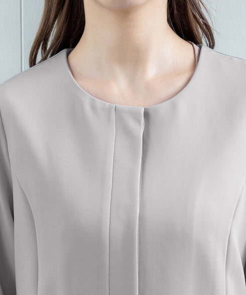 ダブルストレッチ│ノーカラーAラインコート