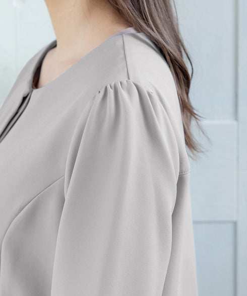 ダブルストレッチ│ノーカラーAラインコート