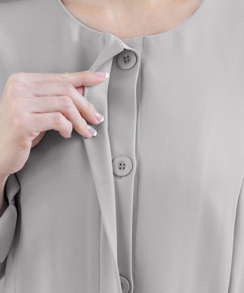 ダブルストレッチ│ノーカラーAラインコート