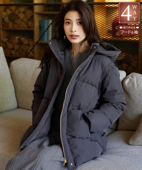 【安田美沙子さん着用 / 4way】ストレッチタフタショートダウン