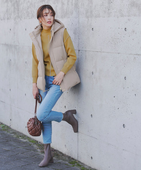 【安田美沙子さん着用 / 4way】ストレッチタフタショートダウン