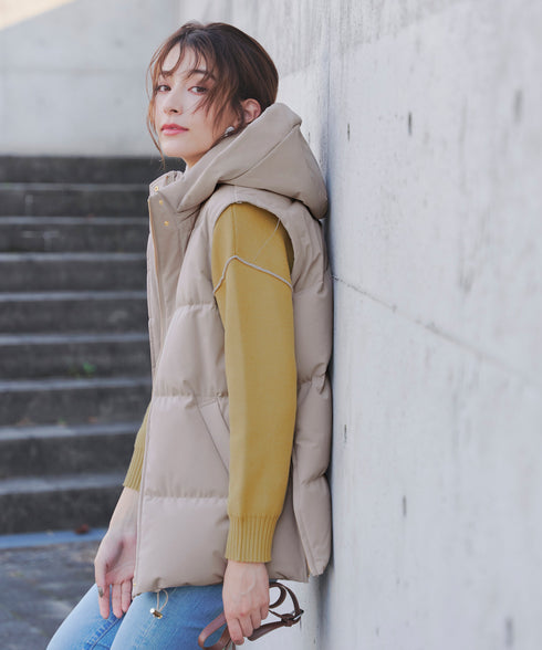 【安田美沙子さん着用 / 4way】ストレッチタフタショートダウン