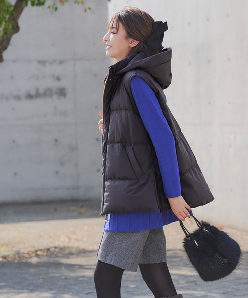 【安田美沙子さん着用 / 4way】ストレッチタフタショートダウン