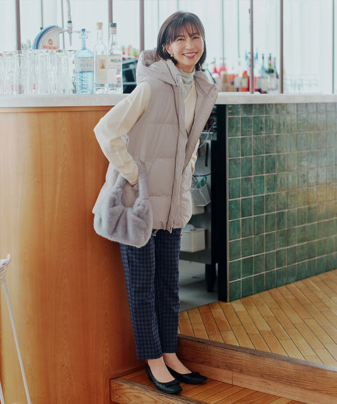 【安田美沙子さん着用】T/R両面起毛ストレッチパンツ