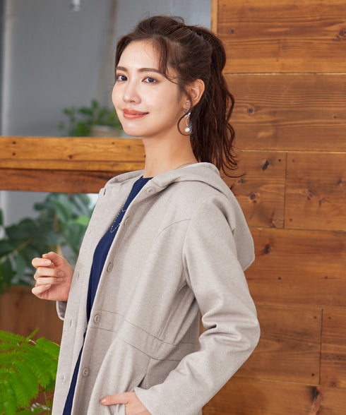 【アウトレット】ウール調フレアフードコート