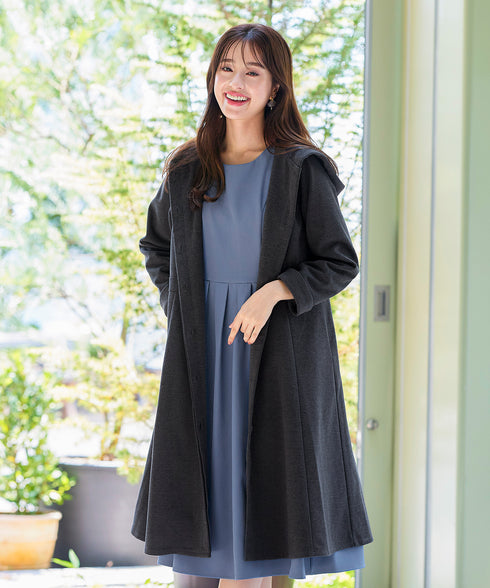 【アウトレット】ウール調フレアフードコート