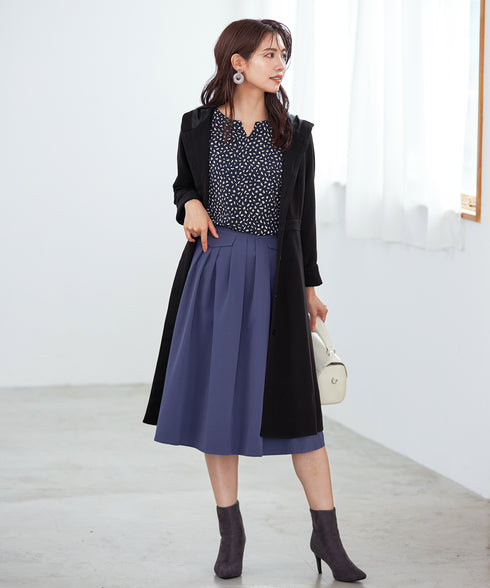 【アウトレット】ウール調フレアフードコート