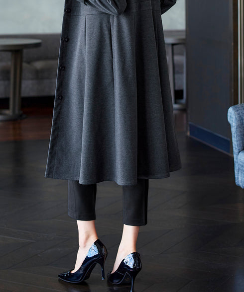 【アウトレット】ウール調フレアフードコート