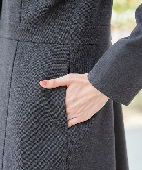 【アウトレット】ウール調フレアフードコート