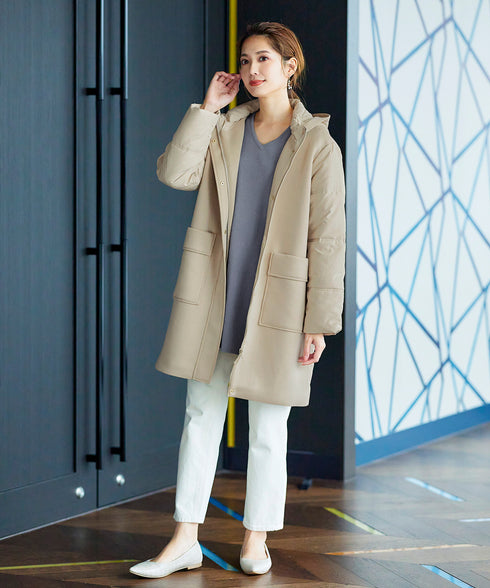 ファイバーダウン×ダンボール異素材ロングコート