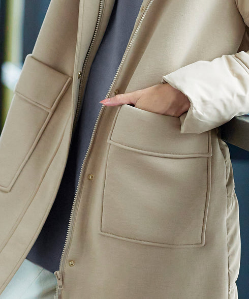 ファイバーダウン×ダンボール異素材ロングコート