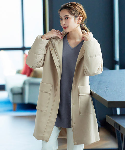 ファイバーダウン×ダンボール異素材ロングコート