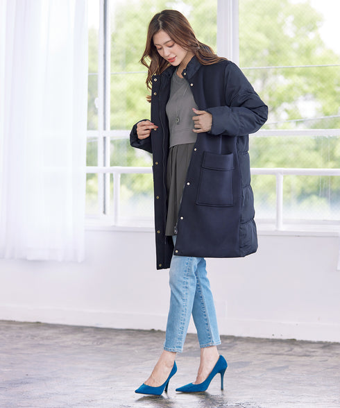 ファイバーダウン×ダンボール異素材ロングコート