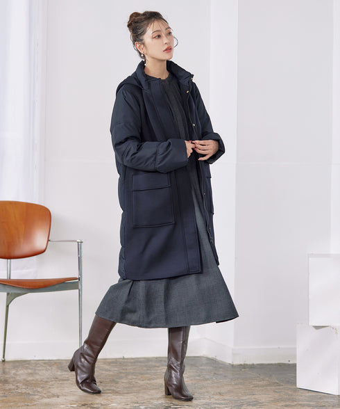 ファイバーダウン×ダンボール異素材ロングコート