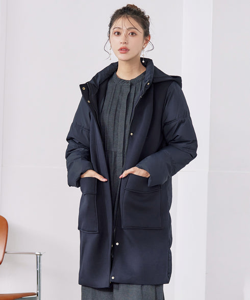 ファイバーダウン×ダンボール異素材ロングコート