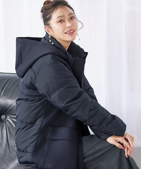 ファイバーダウン×ダンボール異素材ロングコート