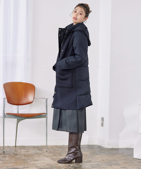 ファイバーダウン×ダンボール異素材ロングコート