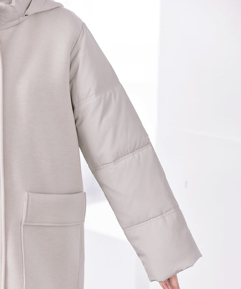 ファイバーダウン×ダンボール異素材ロングコート