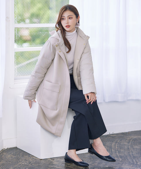 ファイバーダウン×ダンボール異素材ロングコート