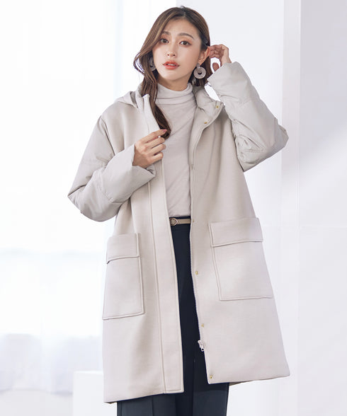 ファイバーダウン×ダンボール異素材ロングコート