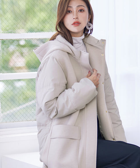 ファイバーダウン×ダンボール異素材ロングコート