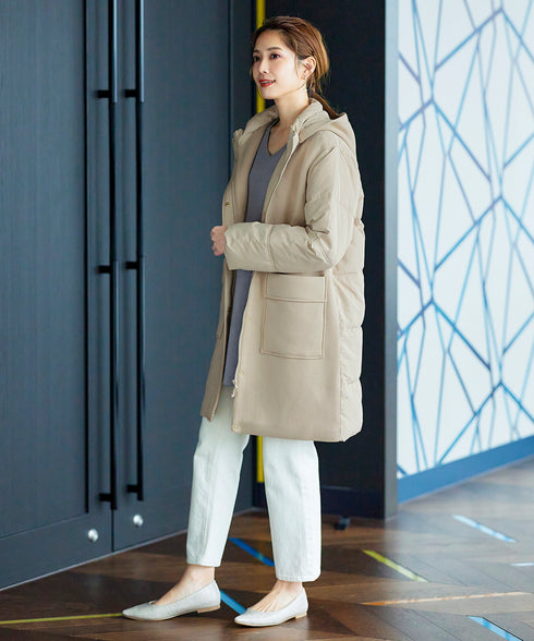 ファイバーダウン×ダンボール異素材ロングコート