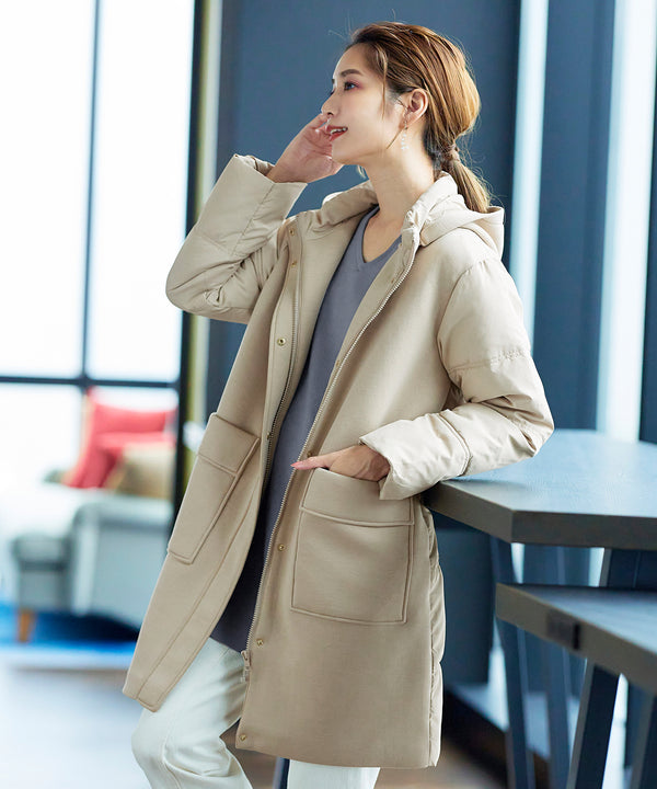 ファイバーダウン×ダンボール異素材ロングコート