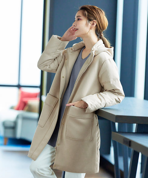 ファイバーダウン×ダンボール異素材ロングコート