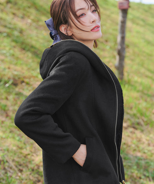 【クリアランスセール】モッサ風フード付きショートコート