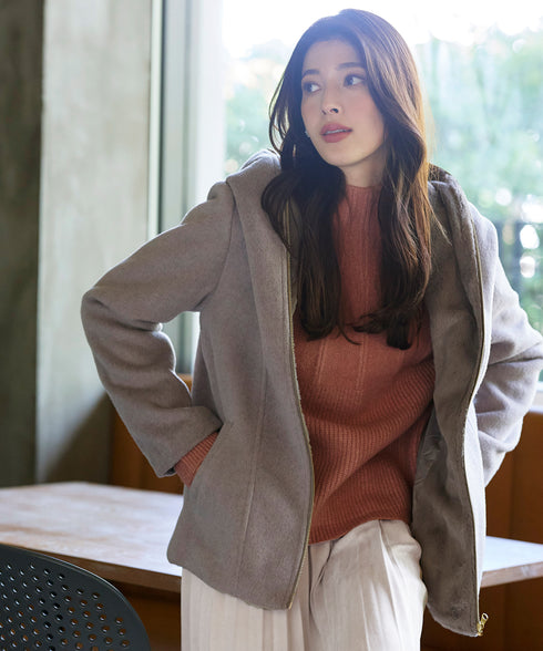 【クリアランスセール】モッサ風フード付きショートコート