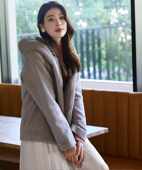 【クリアランスセール】モッサ風フード付きショートコート