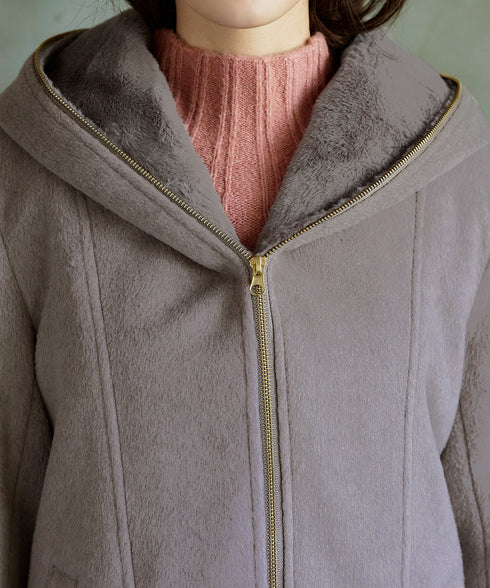 【クリアランスセール】モッサ風フード付きショートコート