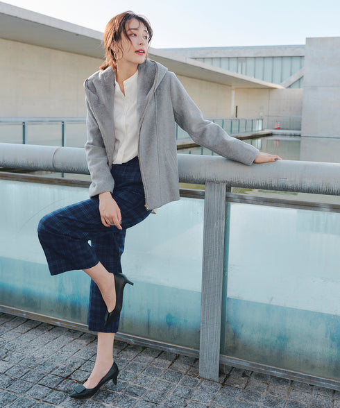 【安田美沙子さん着用】起毛チェック柄ワイドパンツ