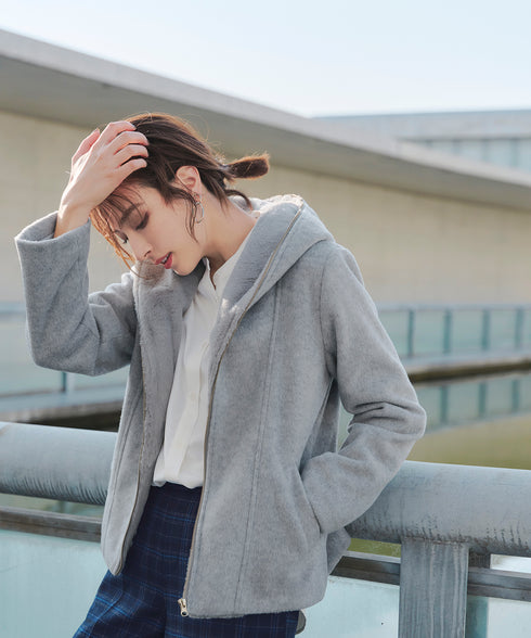 【クリアランスセール】モッサ風フード付きショートコート