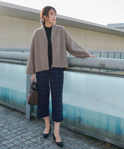 【安田美沙子さん着用】起毛チェック柄ワイドパンツ