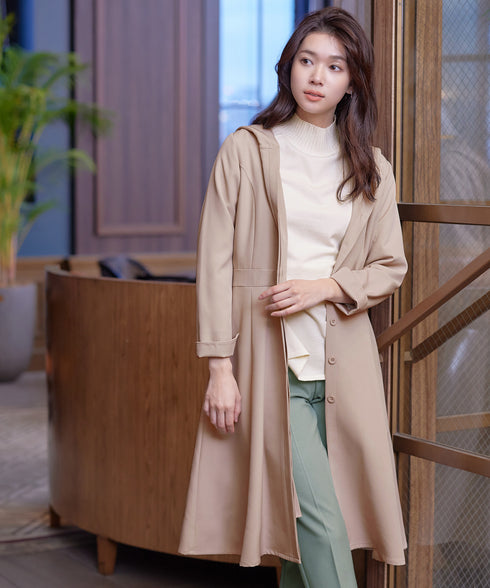 【アウトレット】フーデッドフレアコート