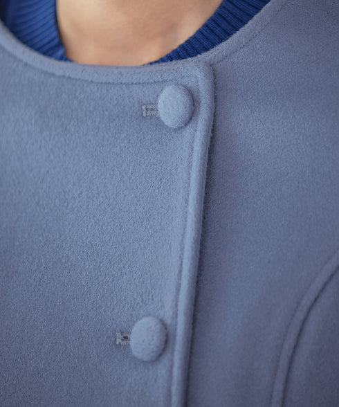 【ウール95%】ノーカラー包みボタンAラインコート