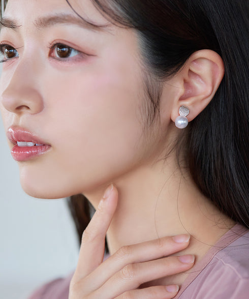 【金属アレルギー対応】グリッターパールピアス・イヤリング