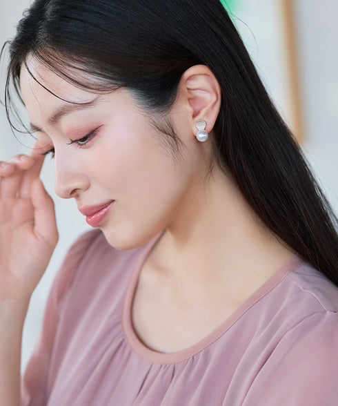 【金属アレルギー対応】グリッターパールピアス・イヤリング