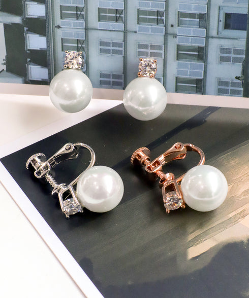 【金属アレルギー対応】 【養殖パール】 【ピアス&イヤリング】 ワンポイントパールピアス&イヤリング