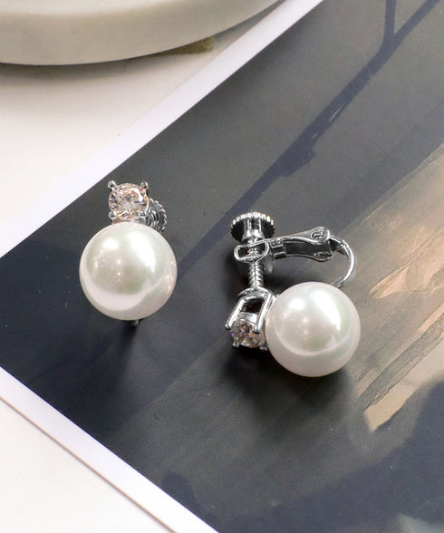【金属アレルギー対応】 【養殖パール】 【ピアス&イヤリング】 ワンポイントパールピアス&イヤリング